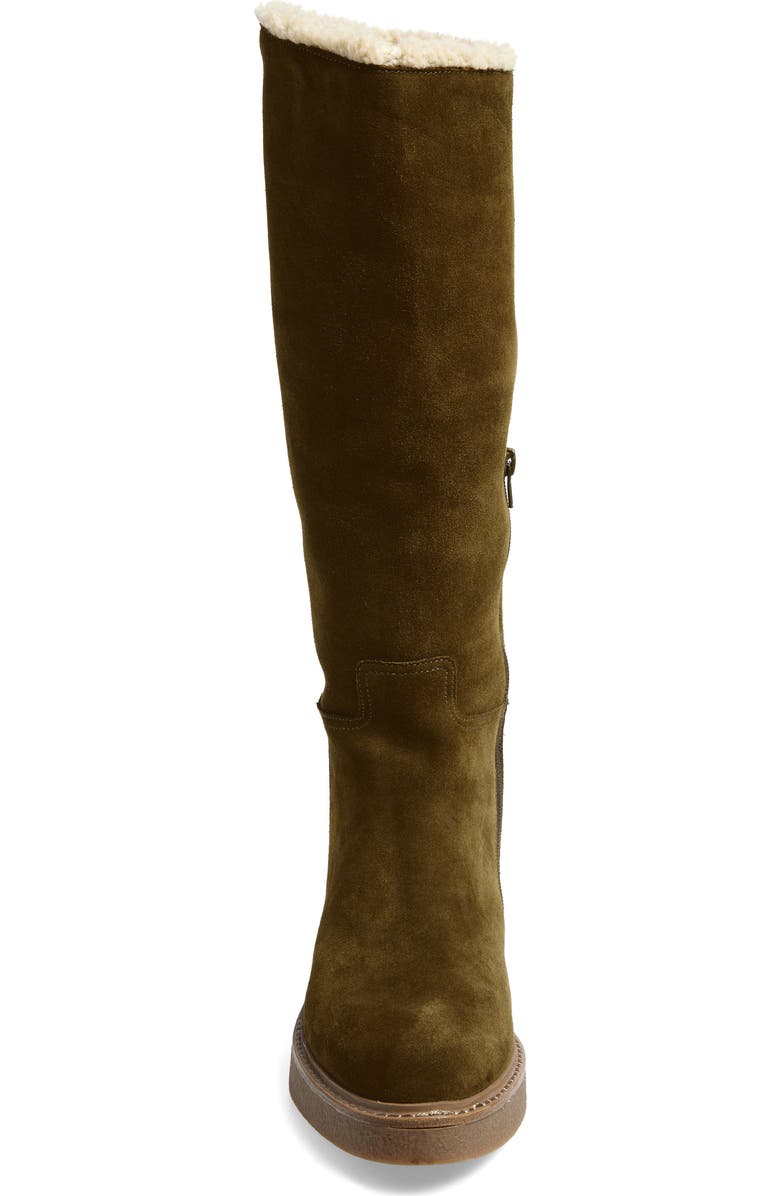 Jeffrey Campbell Zabini Faux Shearling Lined Knee High Boot, Alternate, color, Khaki Suede Combo
