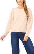 CeCe Floral Embroidered Crewneck Sweater