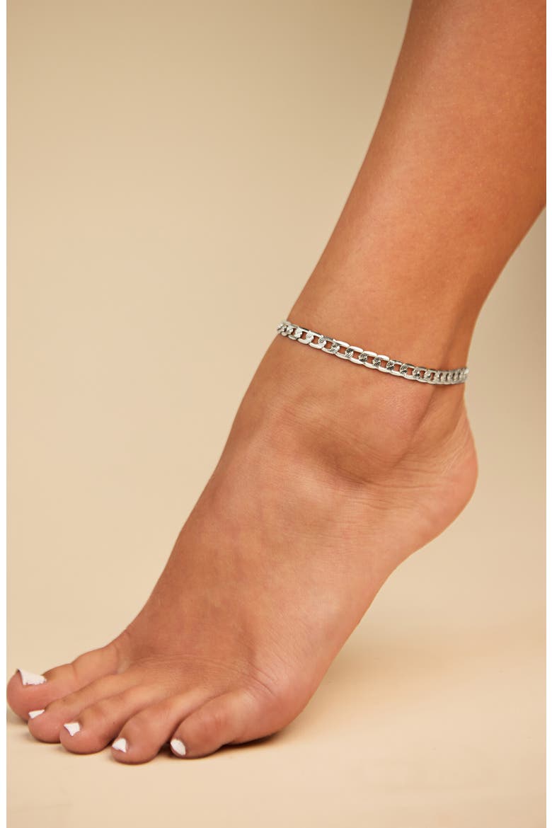Exie Chain Anklet, Alternate, color, SILVER