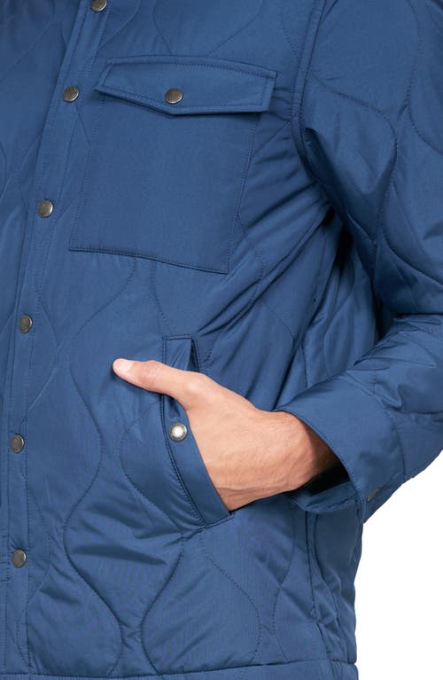 Brooklyn Brigade Solid Water Repellent Quilted Shirt Jacket In Blue