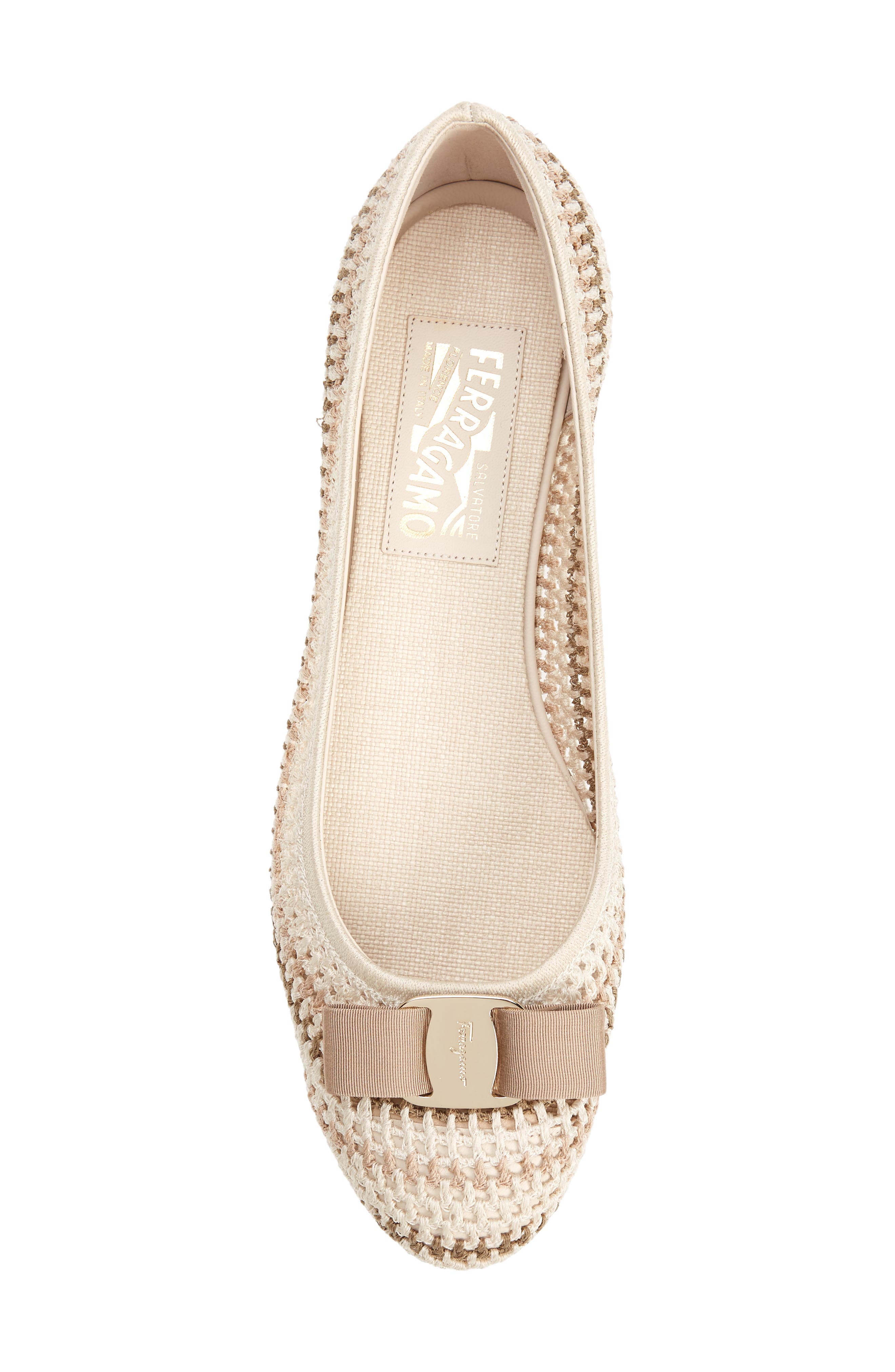 FERRAGAMO Varina Bow Crochet Flat, Alternate, color, 
