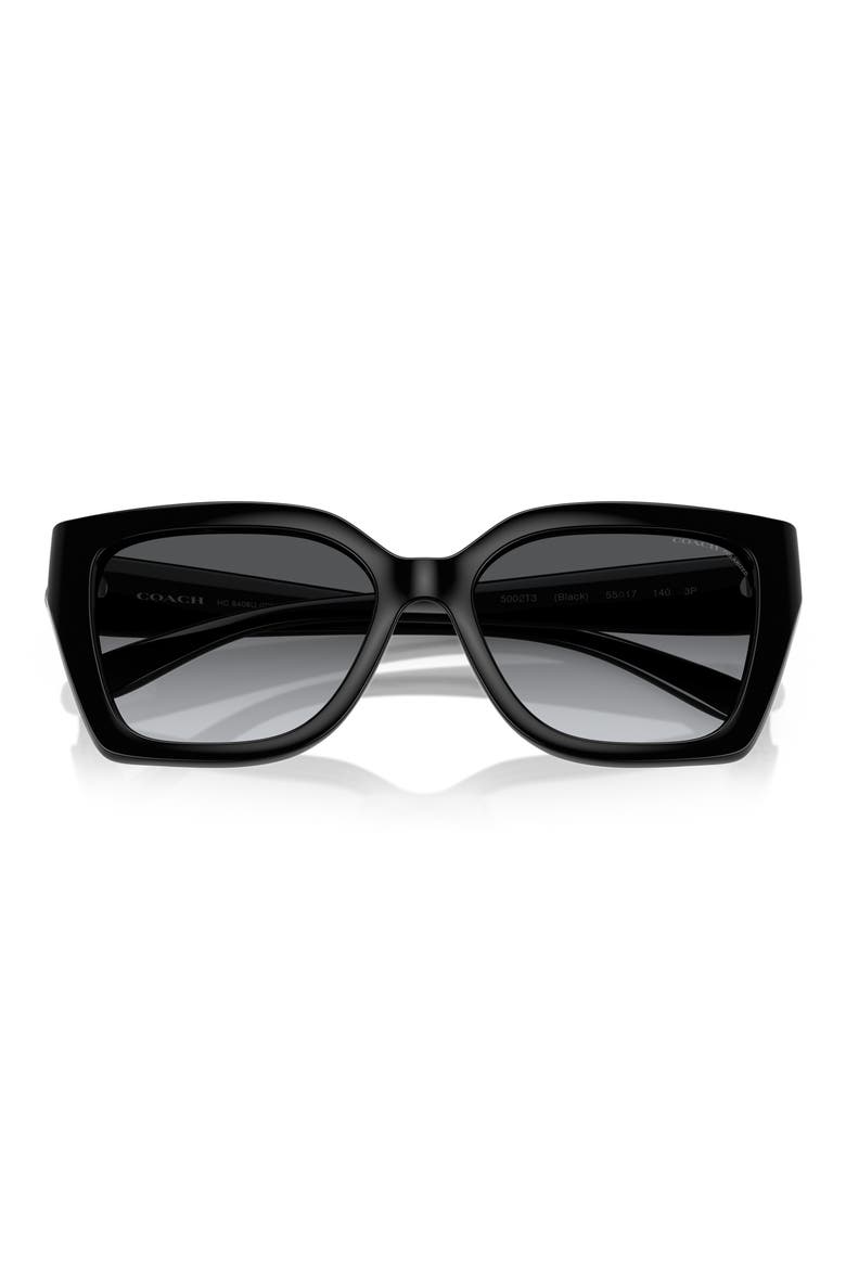 55mm Gradient Polarized Square Sunglasses, Main, color, BLACK