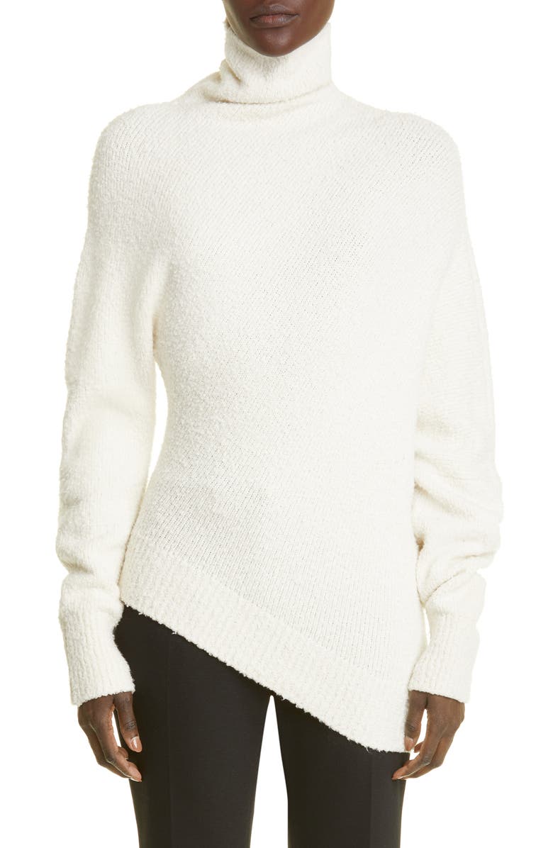 Proenza Schouler Asymmetric Hem Merino Wool Blend Bouclé Sweater, Main, color, 