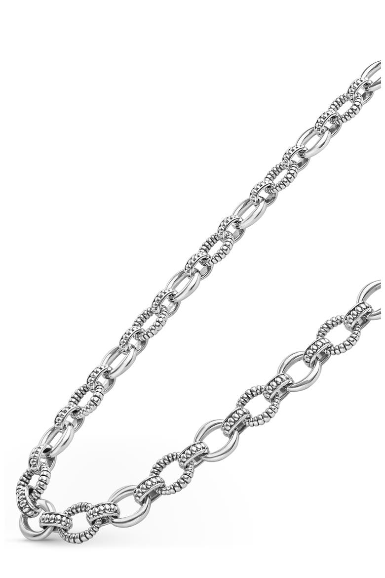 Signature Caviar Sterling Silver Fluted Oval Link Necklace, Alternate, color, SILVER