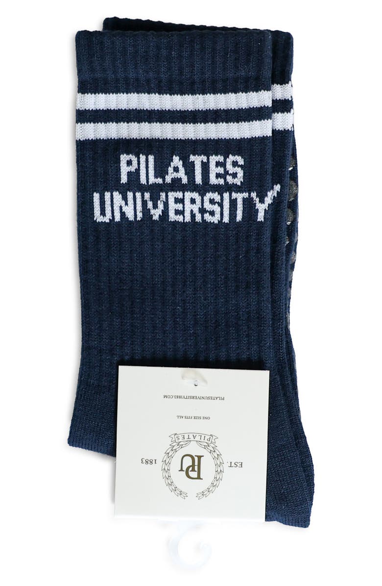 Pilates University 1883 The Pilates University Crew Socks, Alternate, color, Navy