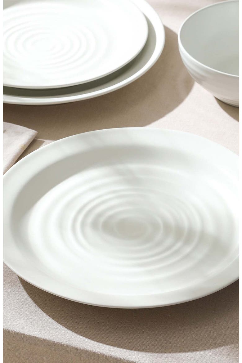 Orbit Stoneware 4-Piece Dinner Plate Set, Alternate, color, White