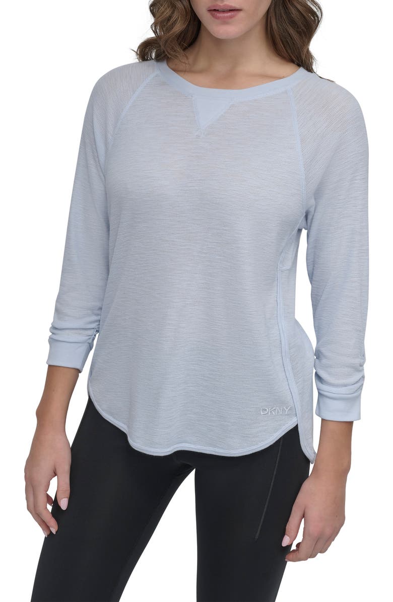 DKNY Raglan Sleeve Waffle Knit T-Shirt, Main, color, 