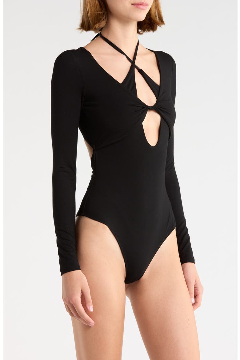 Tulia Layered Long Sleeve Bodysuit, Main, color, BLACK