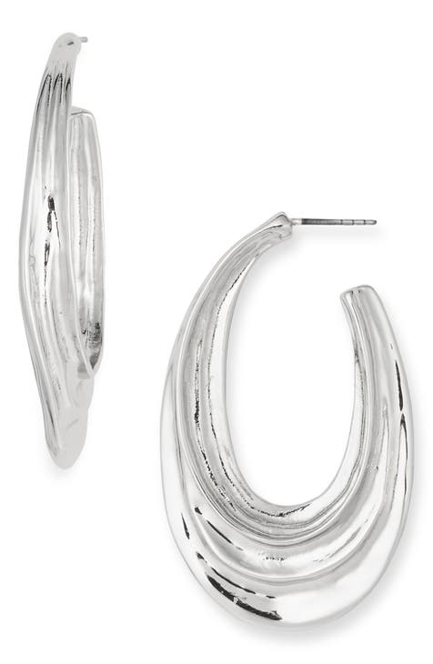 Rippled Oval Hoop Earrings