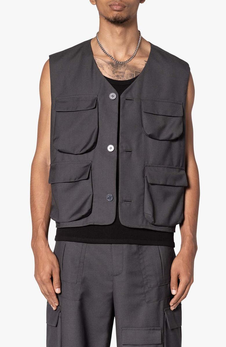 mnml Bonded Cotton Gabardine Cargo Vest, Main, color, 