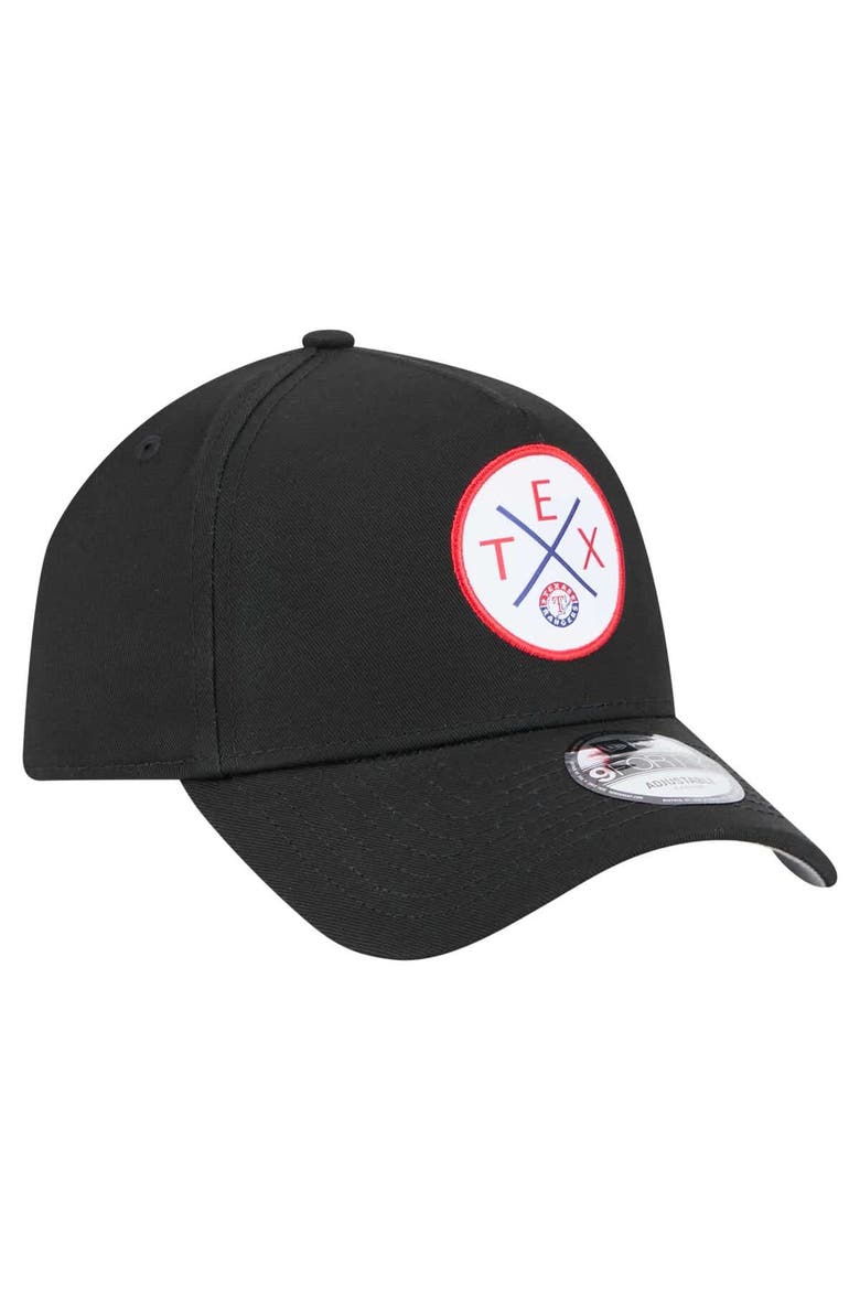 Men's New Era Black Texas Rangers 9FORTY A-Frame Adjustable Hat, Alternate, color, Black