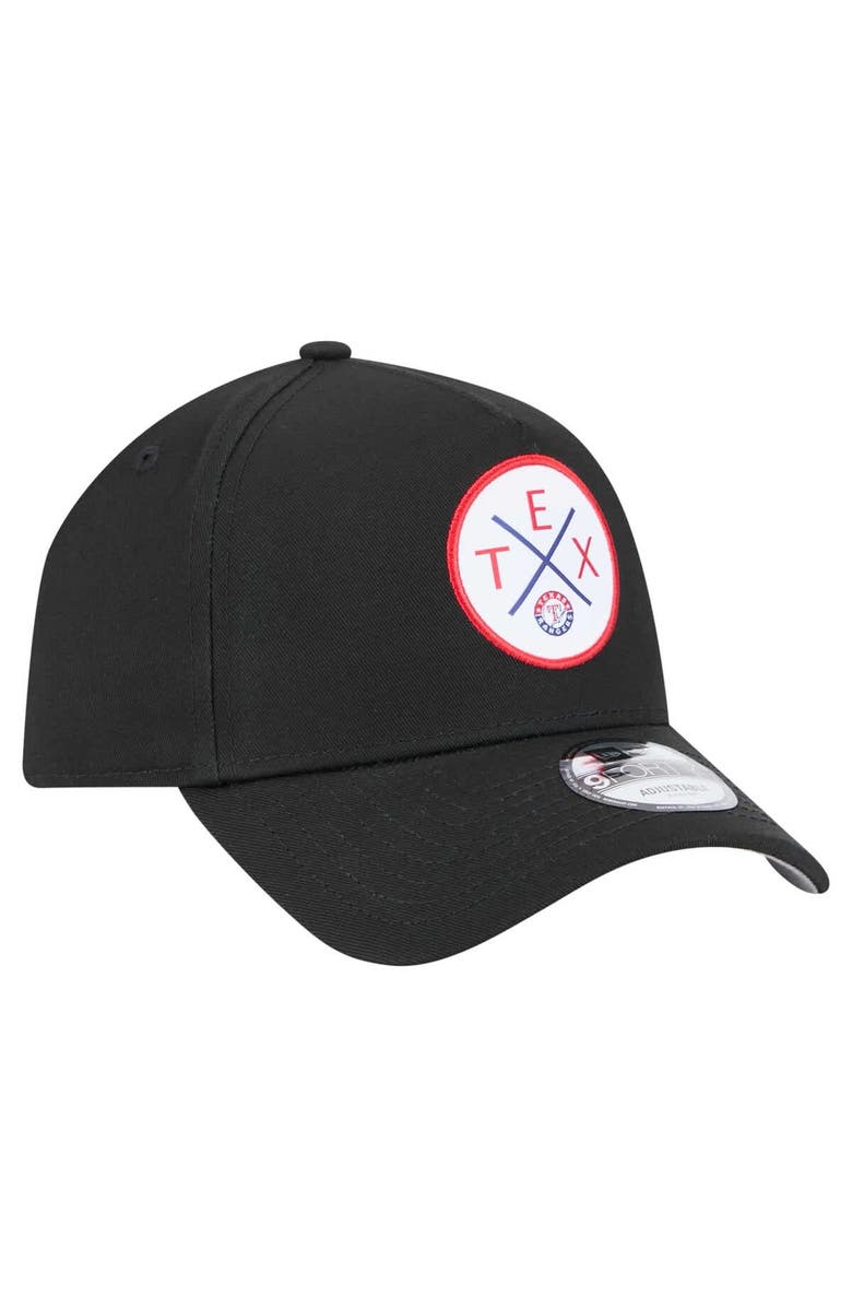 New Era Men
s New Era Black Texas Rangers 9FORTY A-Frame Adjustable Hat, Alternate, color, Black