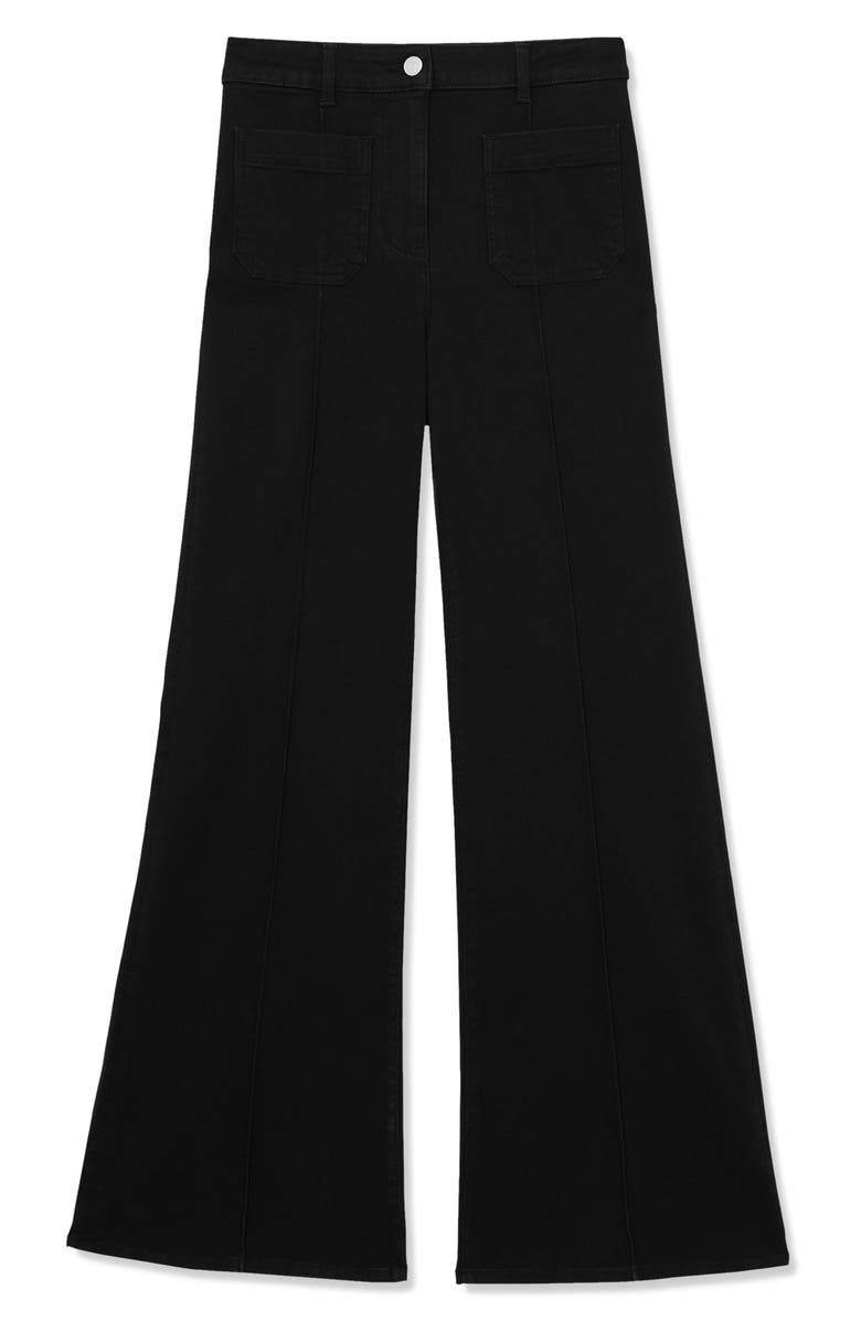 Reiss Sakura Pintuck Patch Pocket Wide Leg Jeans, Alternate, color, Black