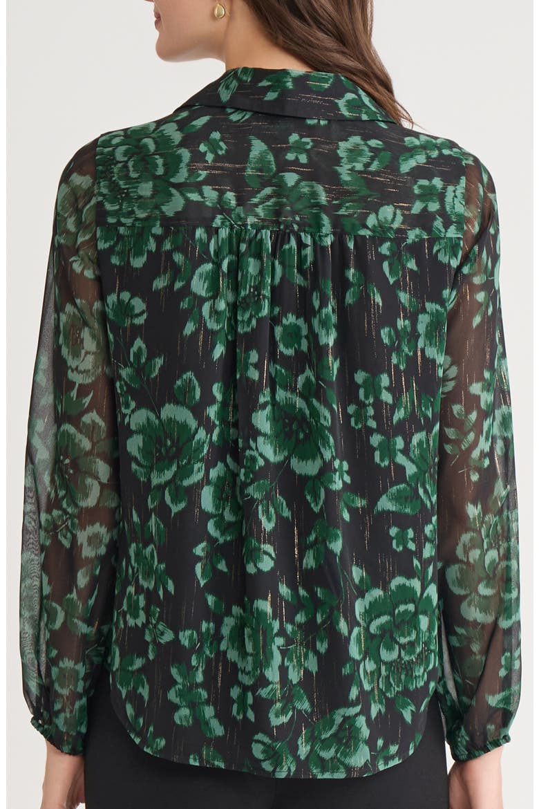 Floral Metallic Ruffle Chiffon Top, Alternate, color, BLACK MULTI