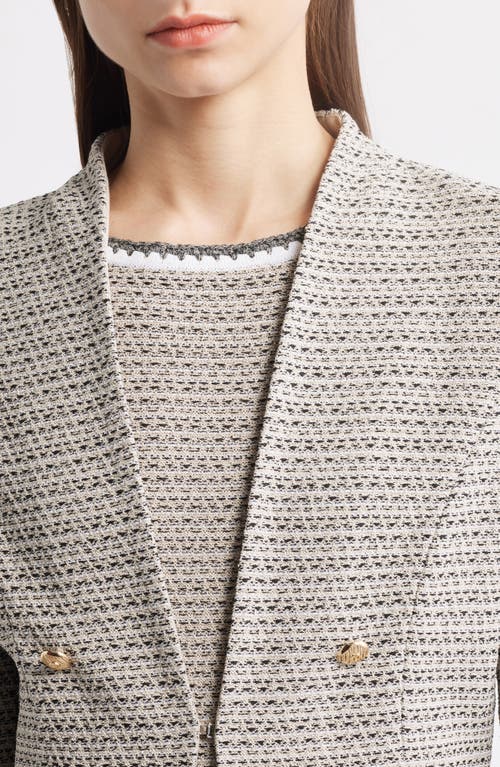 Ming Wang X Tanya Foster Tailored Fit Tweed Jacket In Brown