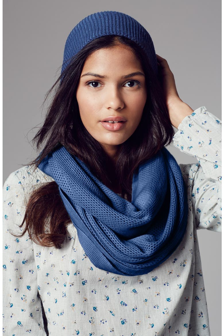 Knit Infinity Scarf, Alternate, color, BLACK