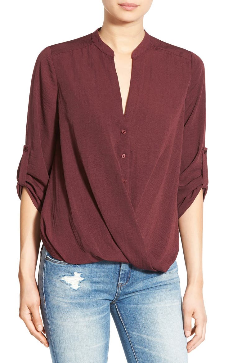 Twist Front Woven Shirt, Main, color, FIG