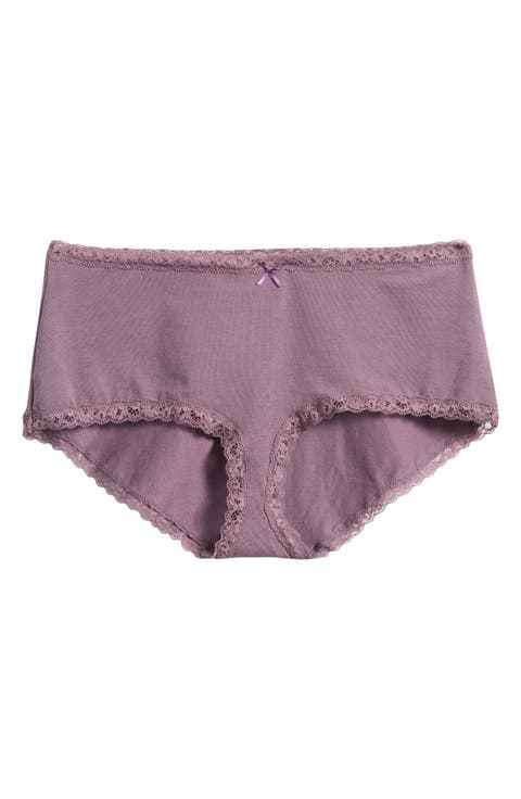 Lace Trim Stretch Cotton Boyshorts