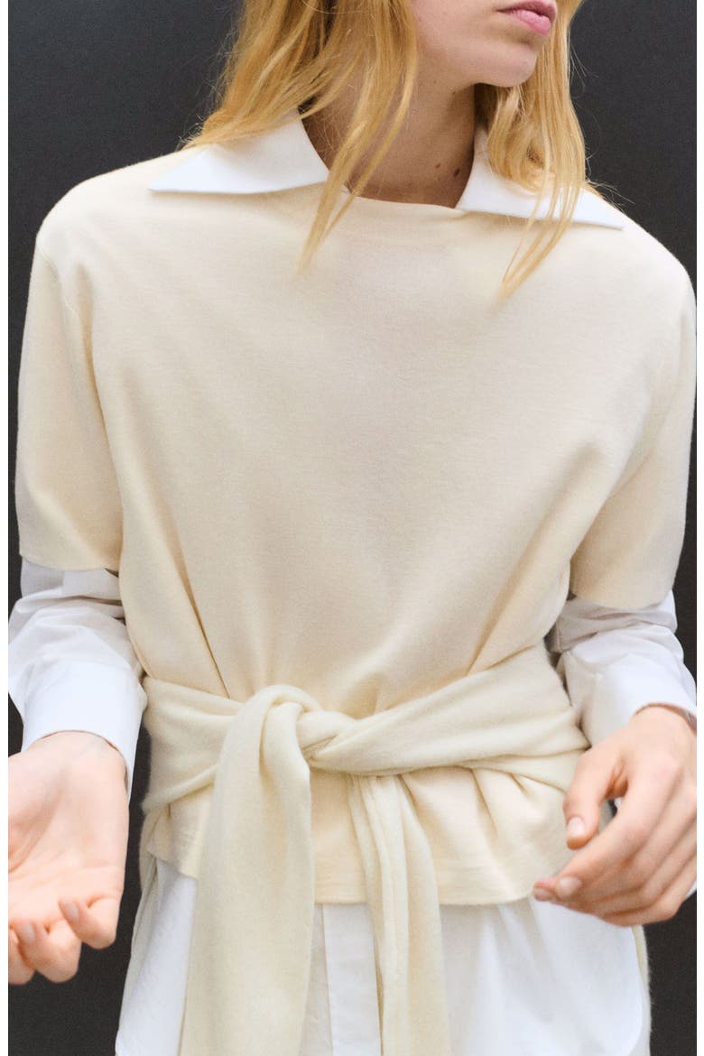 Short Sleeve Wool & Cotton Crewneck Sweater, Alternate, color, ECRU