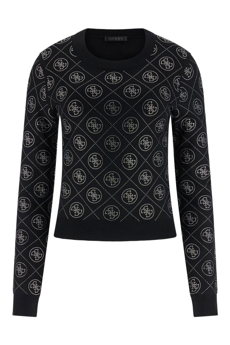 Rhinestone Crop Sweater, Alternate, color, BLACK