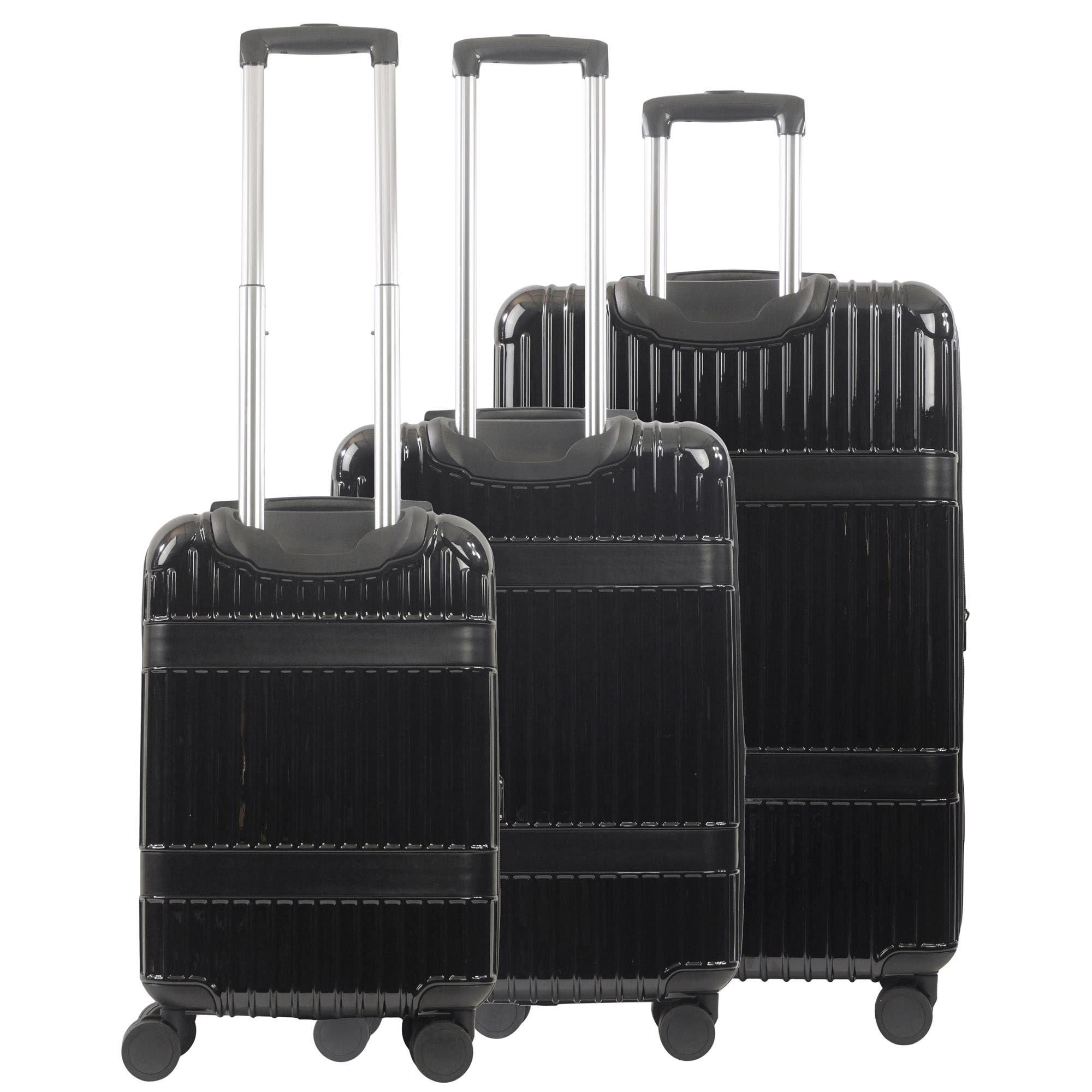 MARTHA STEWART The Bedford 3-Piece Hardcase Luggage Set, Alternate, color, Black