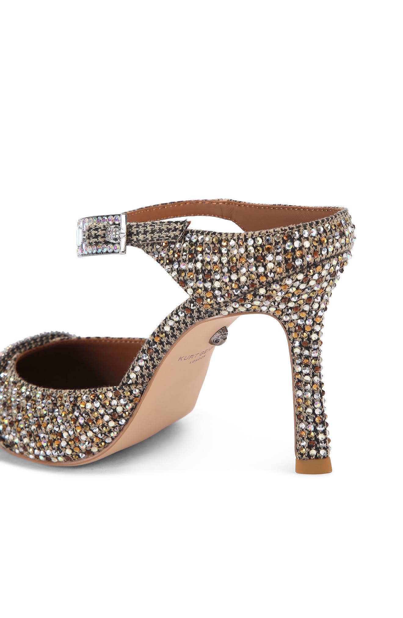 Kurt Geiger London Embellished Pointed Toe Ankle Strap Pump, Alternate, color, Beige