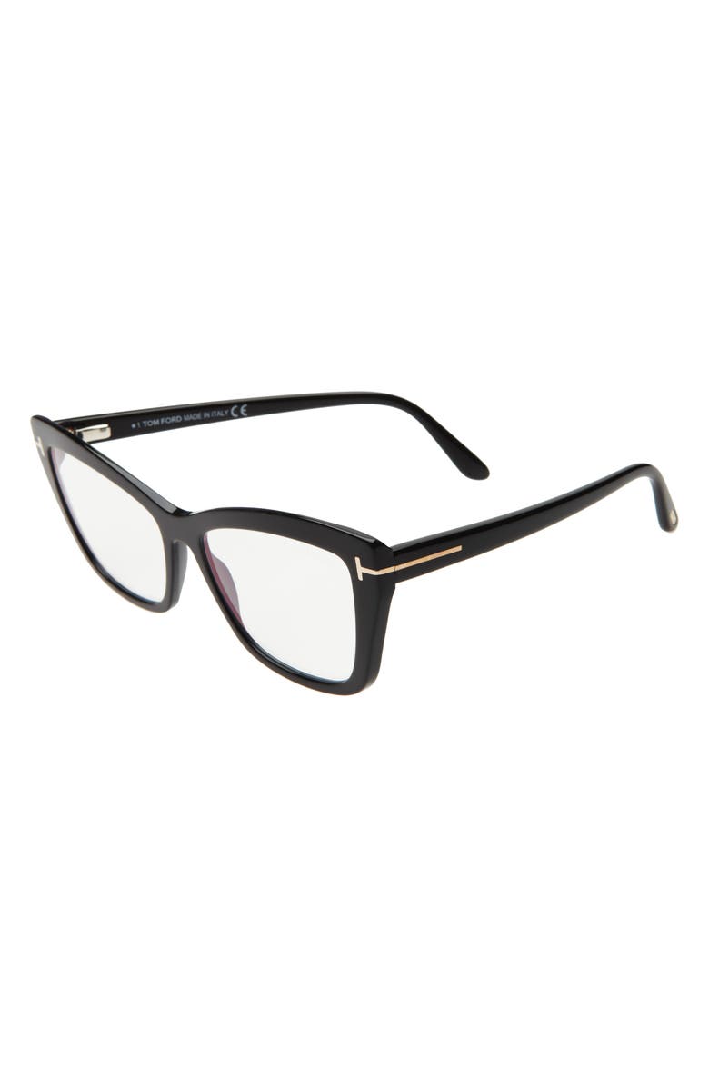 TOM FORD 55mm Cat Eye Blue Light Blocking Optical Glasses, Alternate, color,