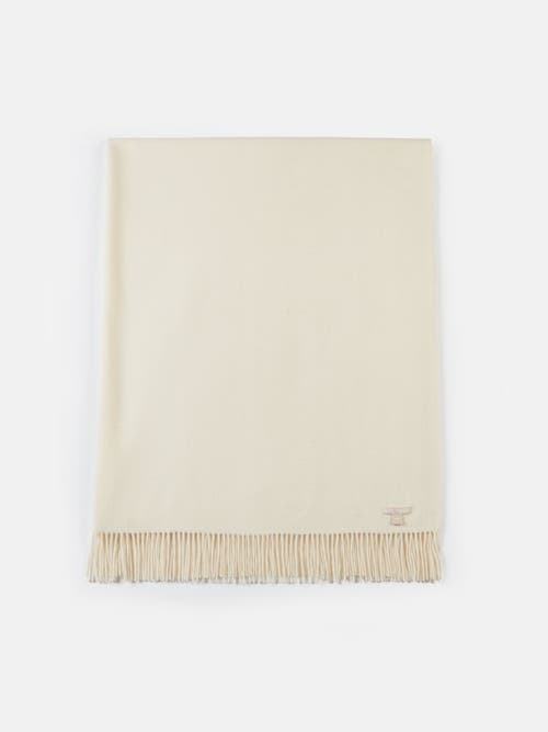 Gobi Mongolian Cashmere Large Blanket With Fringe In Off White