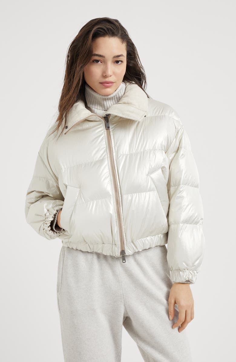 Brunello Cucinelli Sparkling canvas down jacket with monili, Alternate, color, 