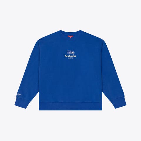 Women's Mitchell & Ness Royal Seattle Seahawks Core Essentials Micro Logo Fleece Sweatshirt