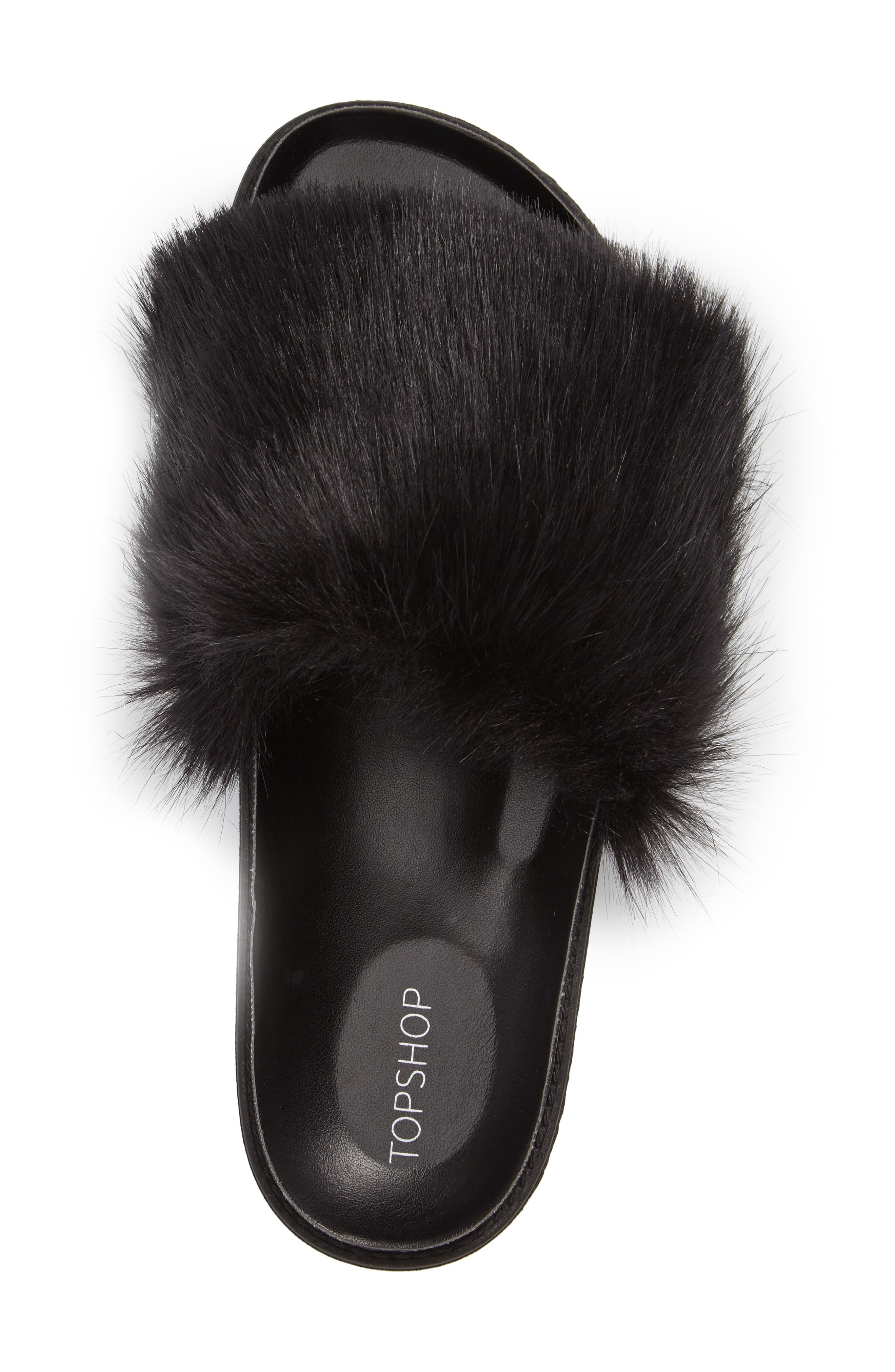 Topshop Faux Fur Slide Sandal, Alternate, color, 