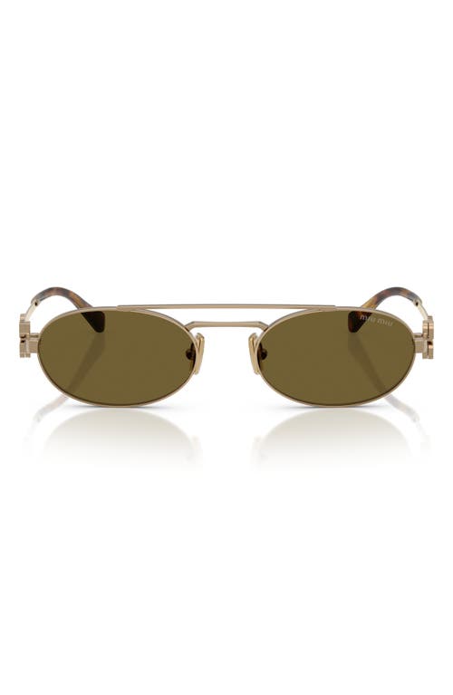Miu Miu Logo Metal Oval Sunglasses In 7oe09z53 Dark Brown