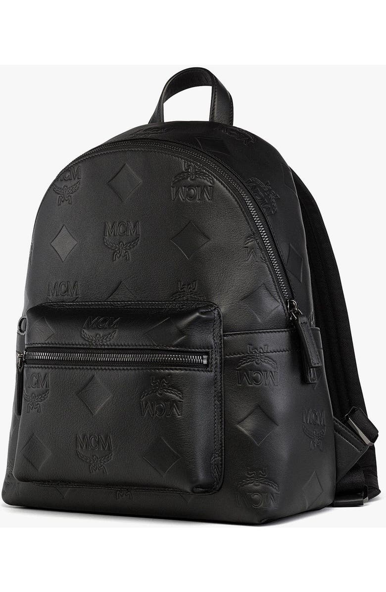 MCM Small Stark Backpack in Maxi Monogram Leather, Alternate, color, Black