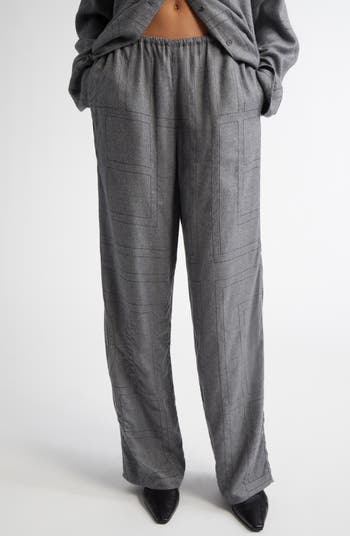SS25【TOTEME】Black Hgh-waisted Loose MONOGRAM flannel Pants Toteme Monogram Flannel Pajama Bottoms in Black – Hampden