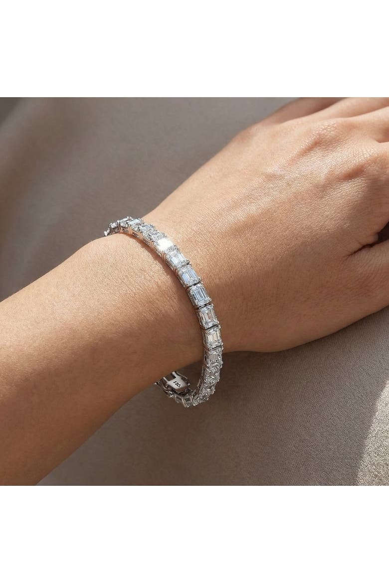 26Ct Emerald Cut Diamond East West Tennis Bracelet 14k Gold Lab Grown 7", Alternate, color, White Gold