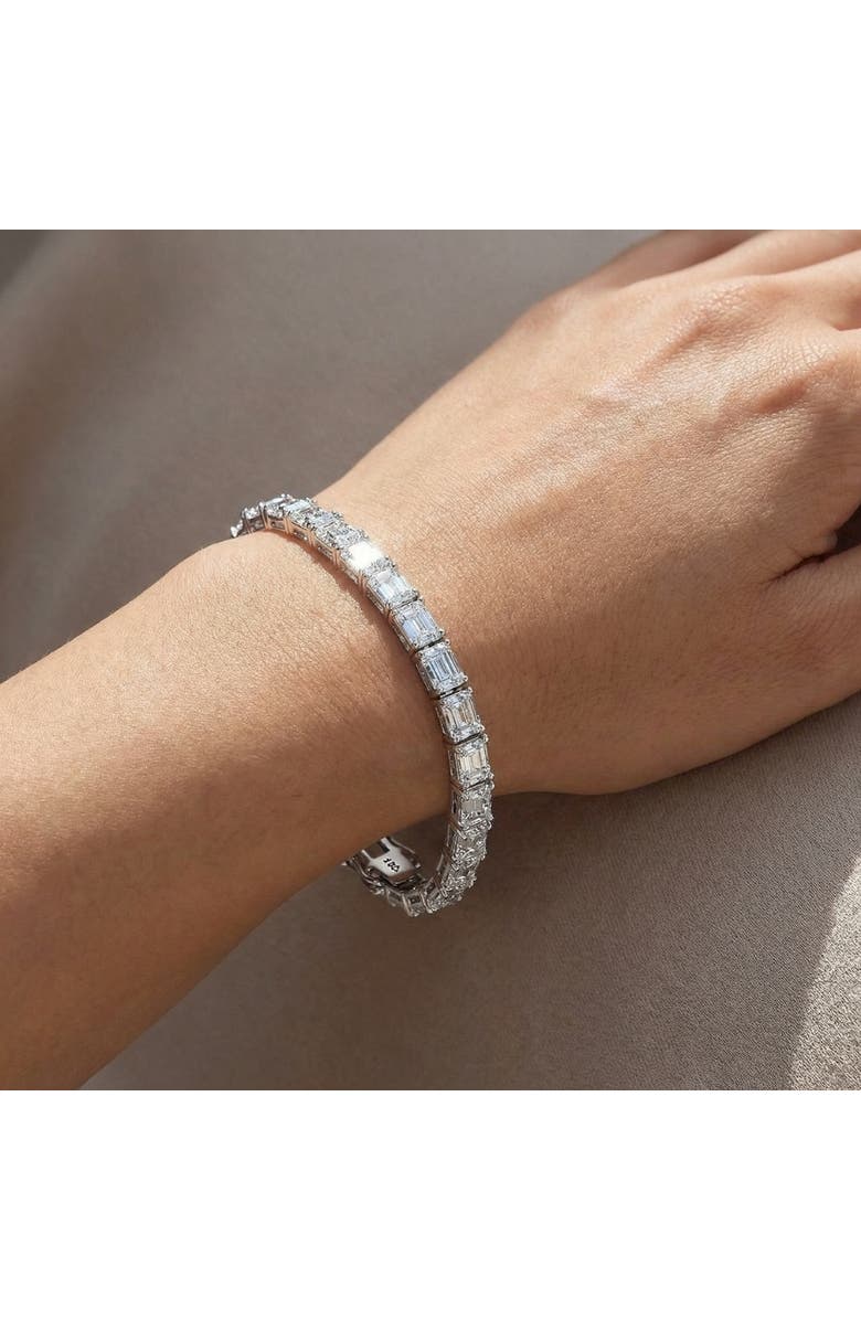 Bliss Diamond 26Ct Emerald Cut Diamond East West Tennis Bracelet 14k Gold Lab Grown 7", Alternate, color, White Gold