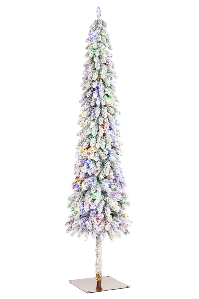 Pre-Lit Flocked Artificial Christmas Trees, Main, color, Green