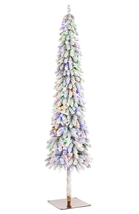 Pre-Lit Flocked Artificial Christmas Trees