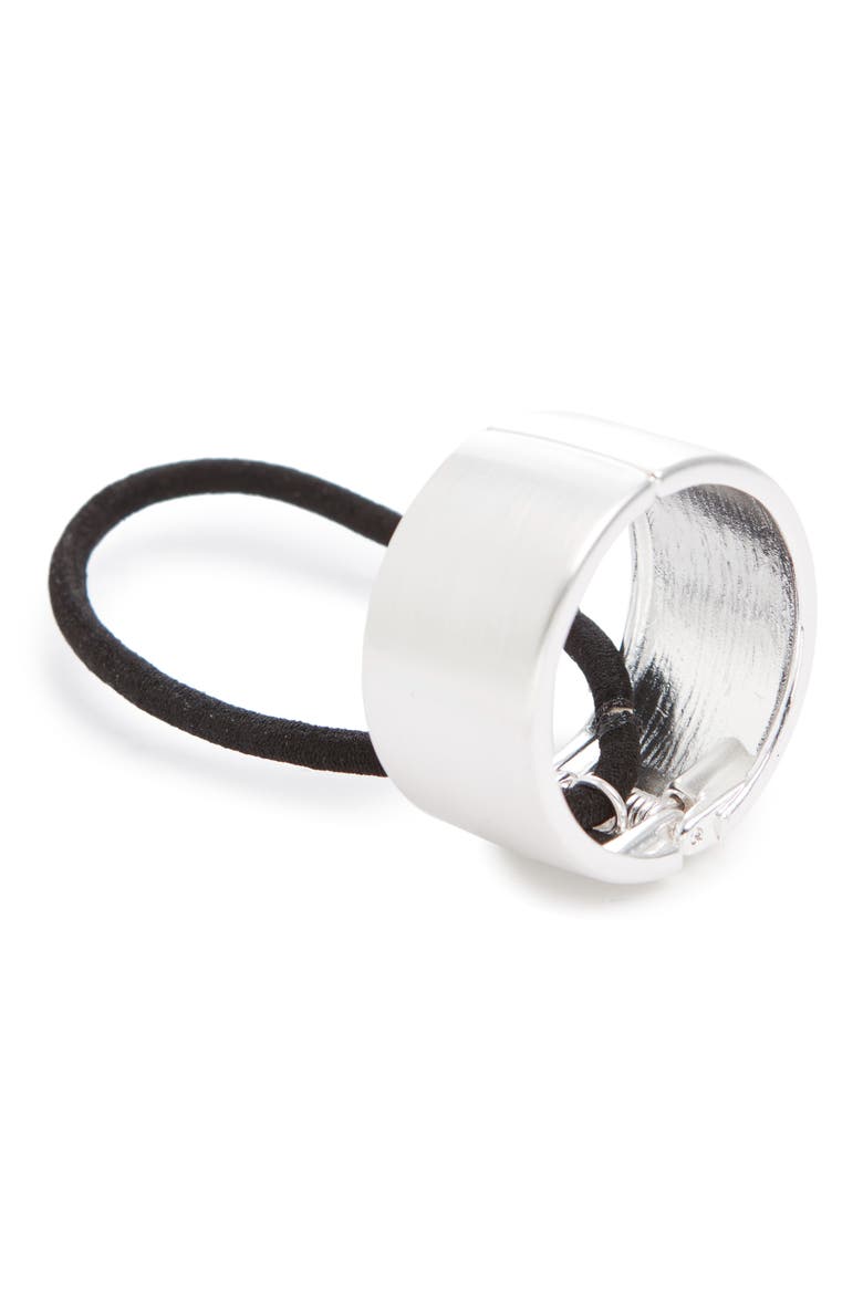 Cuff Ponytail Holder, Main, color, BRUSHED SILVER