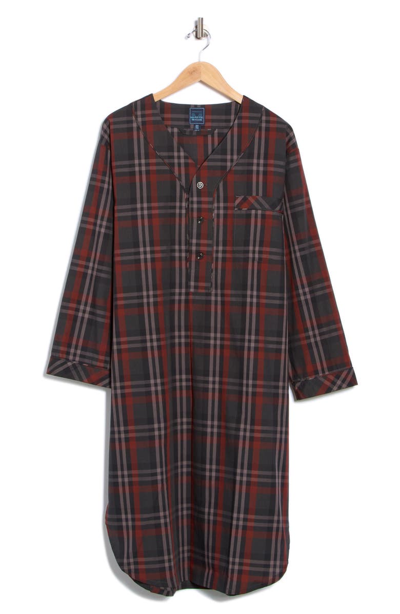 Majestic International Mason Easycare Nightshirt, Alternate, color, Charcoal/ Burgundy