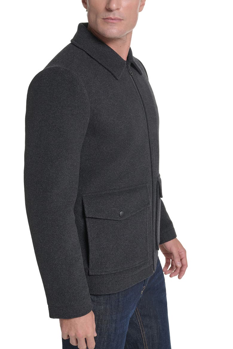 Wool Blend Zip Front Jacket, Alternate, color, CHARCOAL