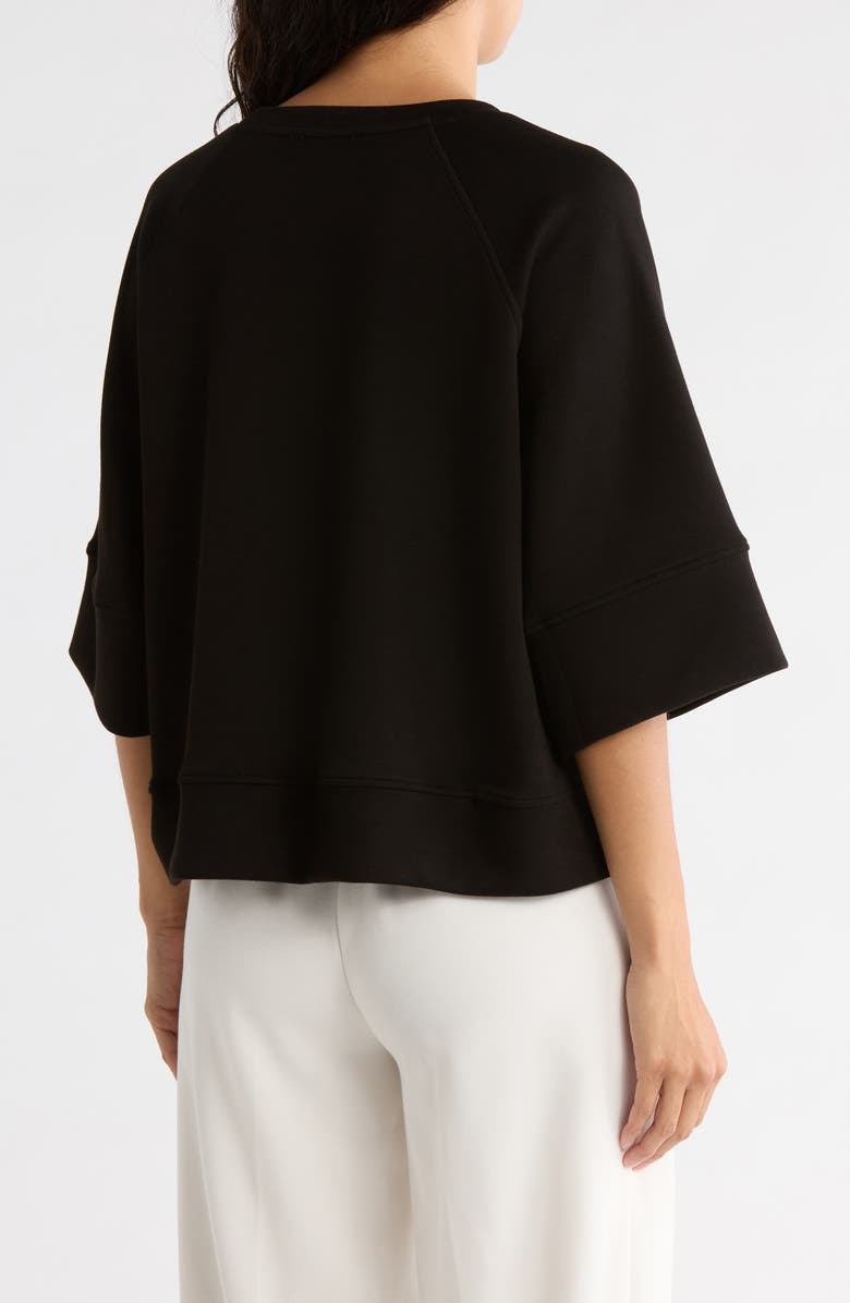 T Tahari Scuba Knit Sweatshirt, Alternate, color, Black