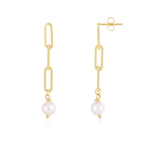 Pearl Paperclip Link Earrings