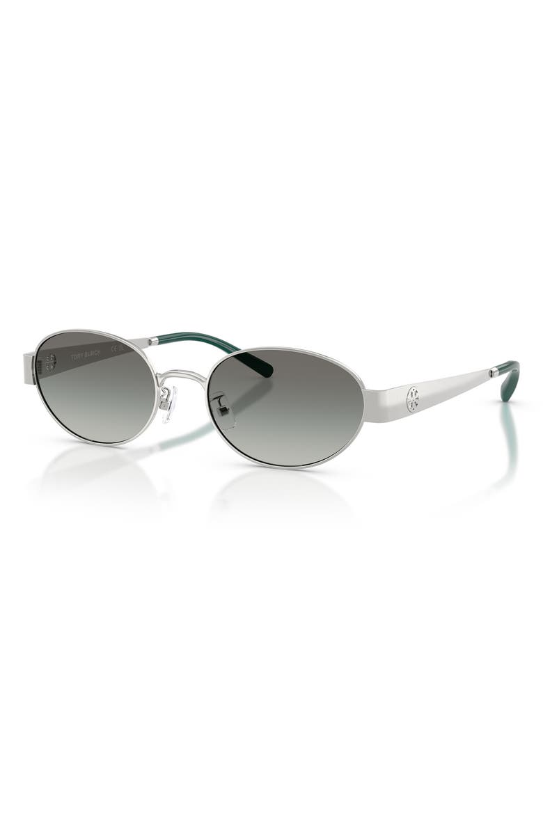Tory Burch 54mm Oval Sunglasses, Alternate, color, Silver / Grey Gradient