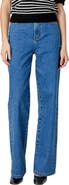 English Factory Embroidered Bow High Waist Relaxed Straight Leg Jeans