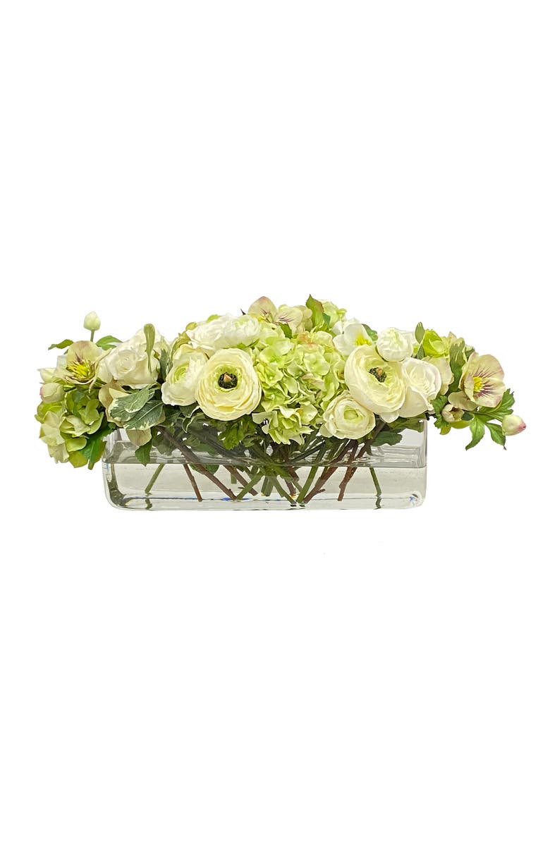 Winward Home Ranunculus Rose In Rectangle Vase, Main, color, 