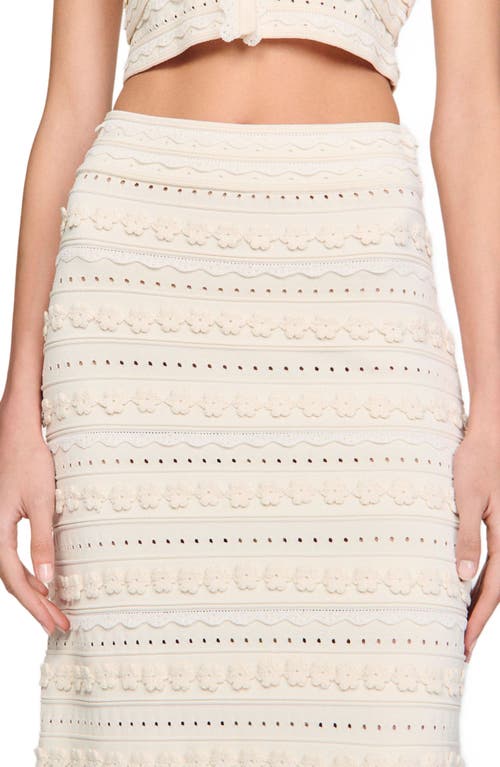 Sandro Tassel-detailing Pointelle Midi Skirt In Ecru