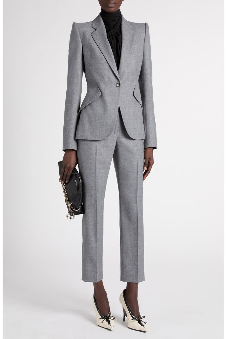 Single Button Wool Jacket, Alternate, color, GREY MELANGE