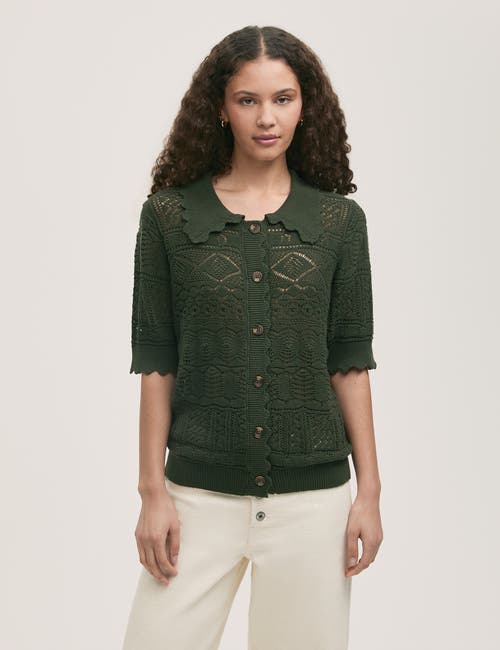 Finery London Marlowe Short Sleeve Crochet Cardigan In Brown