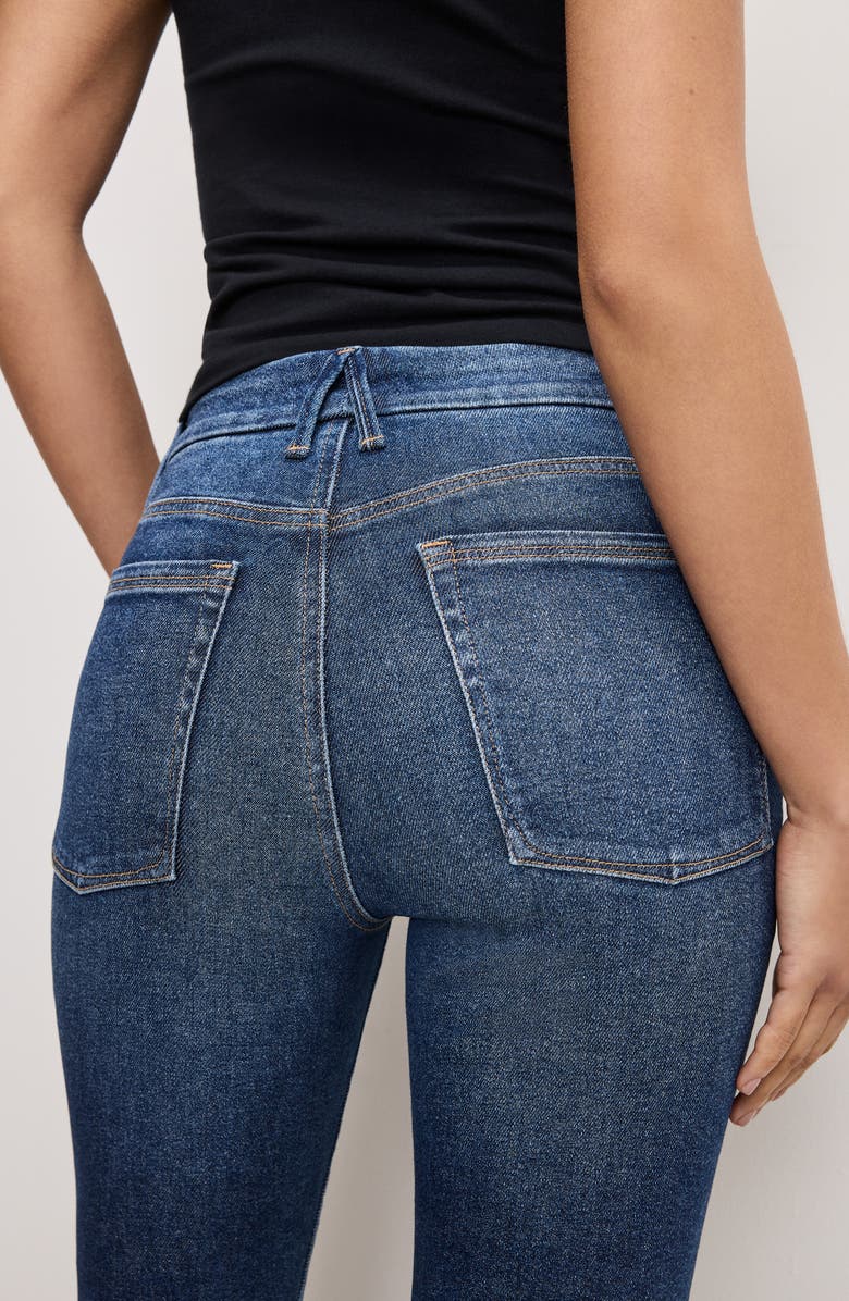 Good American Good Legs Chewed Hem Ankle Straight Leg Jeans, Alternate, color, Indigo765